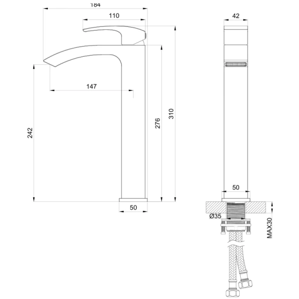 смеситель для раковины wonzon & woghand fit ww-88239009-mb черный матовый