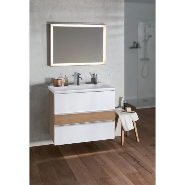 тумба под раковину jacob delafon lucien eb2056-e76-j5 60,4 см, подвесная, белый глянец/дуб корбридж