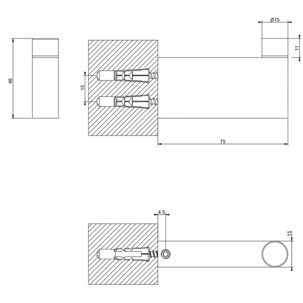Gessi Gessi Origini Крючок, подвесной, цвет: Black Metal Brushed PVD