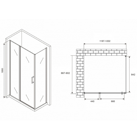 душевой уголок abber sonnenstrand 120×90 ag04120ms-s90m профиль хром, стекло матовое