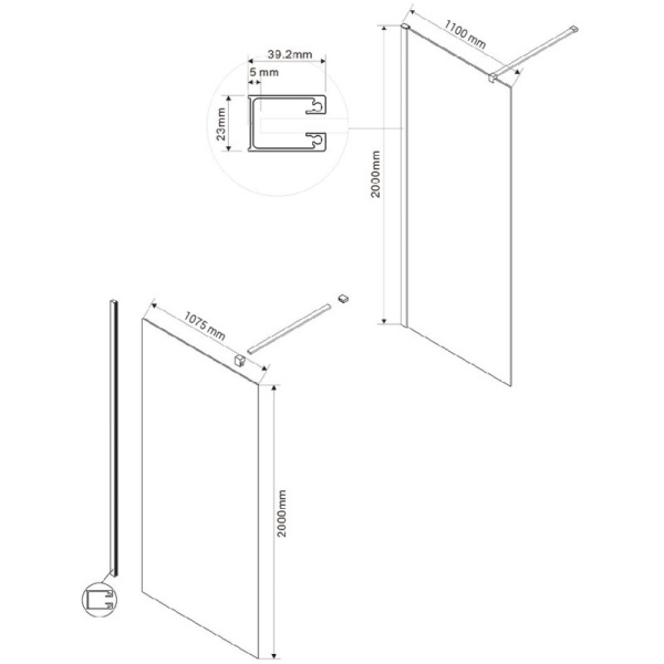 неподвижная перегородка 110 см vincea walk-in vsw-1h110clgm прозрачное