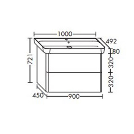подвесная тумба с раковиной burgbad iveo 100 sfen100f2834g0161c0001*1 с двумя выдвижными ящиками., цвет фланелевый дубовый