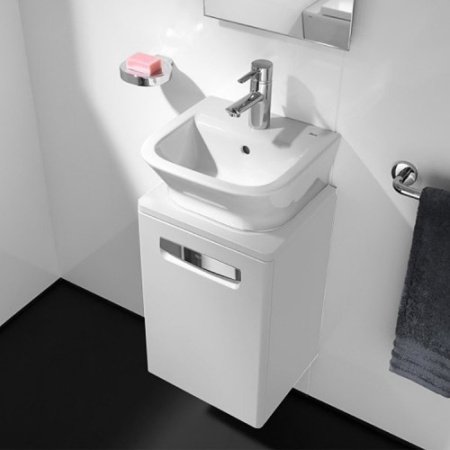 тумба под раковину roca the gap 45 zru9302880 подвесная белая глянцевая