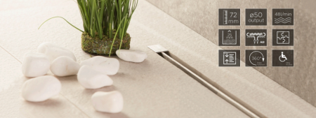 душевой трап 550 мм bettoserb drain slim арт. 13100032, матовый хром комбинированный затвор