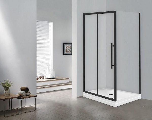 душевой уголок esbano flex 120x90 esogf129psb профиль черный стекло прозрачное