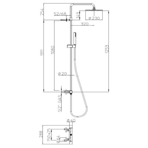 душевая система bossini cosmo l10095.073 черная матовая