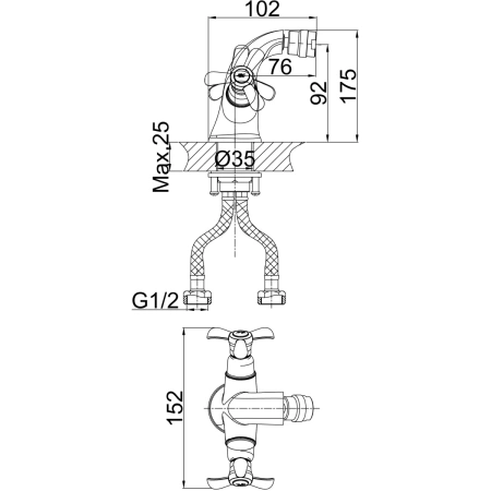 смеситель d&k hessen.documenta da1212201 для биде, без донного клапана, хром