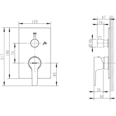 смеситель для душа bravat prolate p69219cp-2-eng
