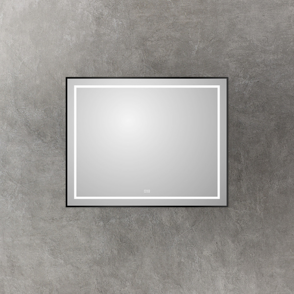 зеркало belbagno kraft 100 spc-kraft-1000-800-led-tch-warm-nero с подсветкой черное с сенсорным выключателем и подогревом