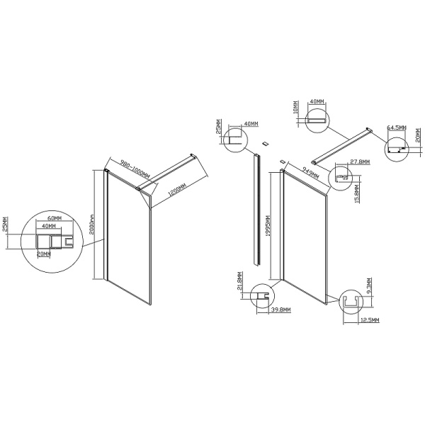 душевая перегородка vincea walk-in 100 vsw-1hs100cl профиль хром, стекло прозрачное