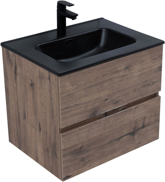 тумба под раковину aquanet алвита new 00334184 2 ящика, 60x45.7 см, дуб веллингтон табак
