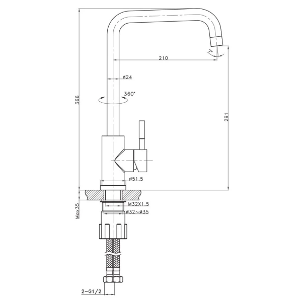 смеситель для кухни raiber graceful rpg-013