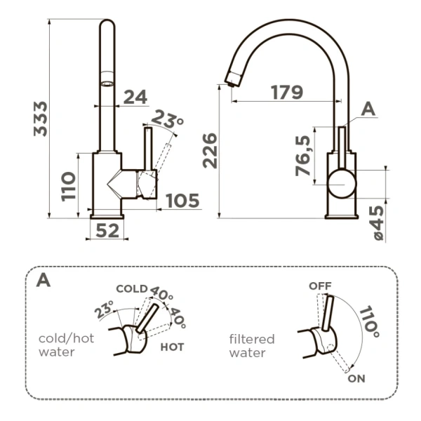 смеситель для кухни omoikiri shinagawa 2 plus 4994338, цвет хром