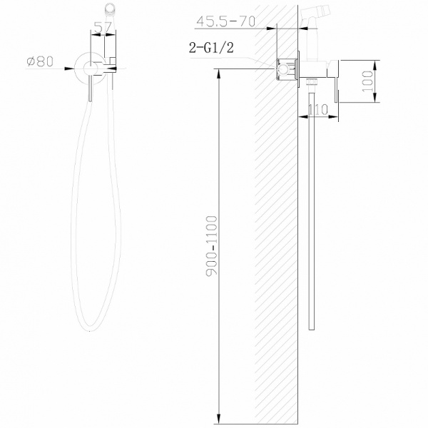 гигиенический душ abber wasser kreis af8125g со смесителем, золотой матовый