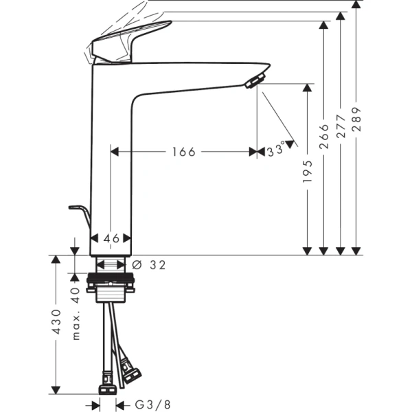 смеситель для раковины с донным клапаном hansgrohe logis 71095000