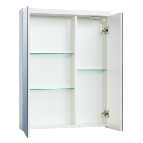 зеркальный шкаф aquaton брук 60 1a200502bc010 с подсветкой белый