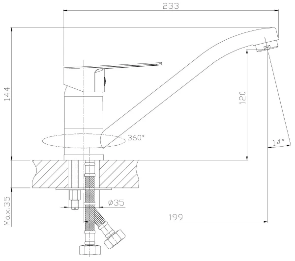 смеситель для кухни rossinka s s35-21