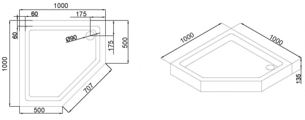 душевой поддон black&white stellar wind easy plumb p-10h, 100 х 100 х 13,5 см