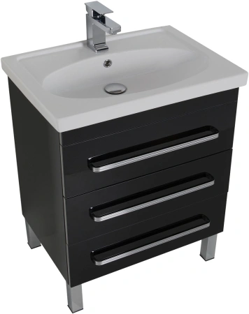 тумба под раковину aquanet сиена 70 напольная черная, 00189224