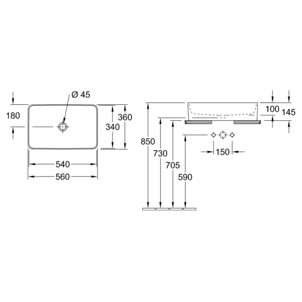 раковина 56x36 см villeroy & boch collaro 4a2056r1