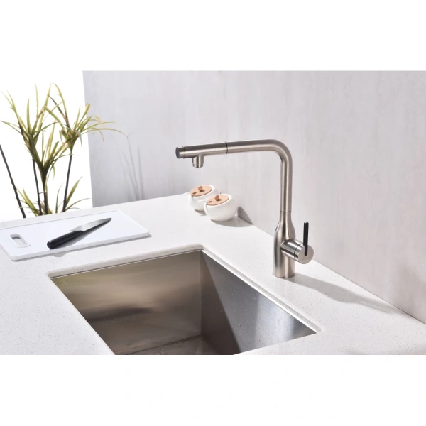 смеситель для кухни с подключением к фильтру paulmark viper vi213105-ni, цвет никель