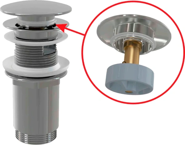 донный клапан alcaplast a392c для раковины, с переливом, хром
