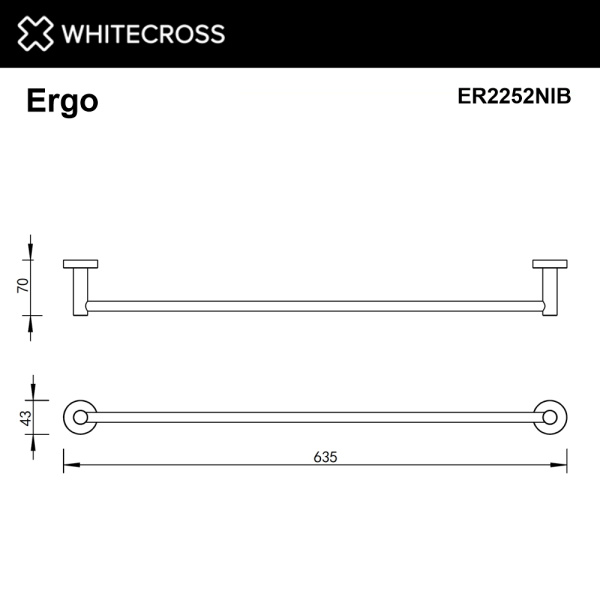 Полотенцедержатель 60 см Ergo ER2252NIB брашированный никель