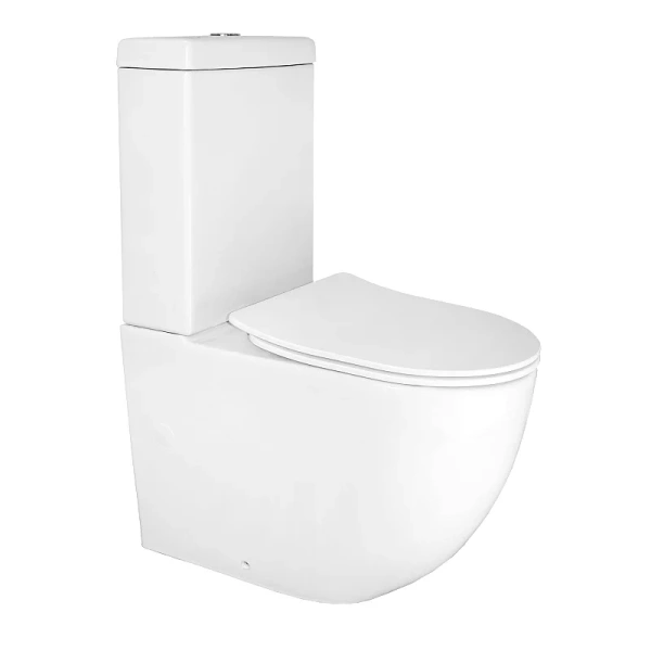 унитаз компакт azario renda az-8693 глянцевый белый напольный, безободковый, с бачком и сиденьем микролифт, 61.5х36.5х84 см, белый