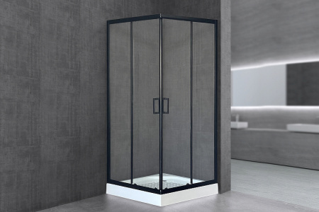 душевой уголок royal bath hp 80×80 rb80hp-t-bl профиль черный, стекло прозрачное