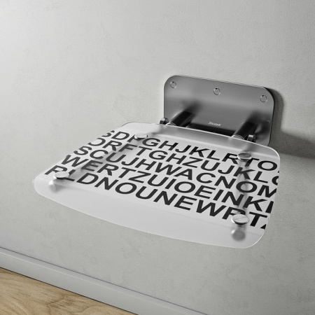 сиденье для душа ravak ovo b ii text b8f0000054 прозрачно-белое с декором нержавеющая сталь