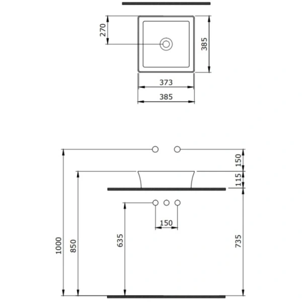 раковина 38,5x38,5 см berges ego sl 181020