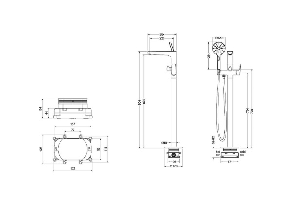 смеситель для ванны aquatek бетта aq1145bgm цвет оружейная сталь
