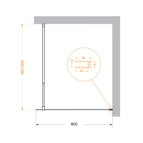 душевая перегородка belbagno kraft 80 kraft-l-1-80-c-cr профиль хром стекло прозрачное