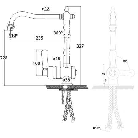 смеситель для кухни kaiser vincent 31066-3