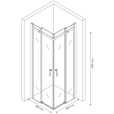 душевой уголок berges melita 80×80 061023 профиль хром, стекло прозрачное