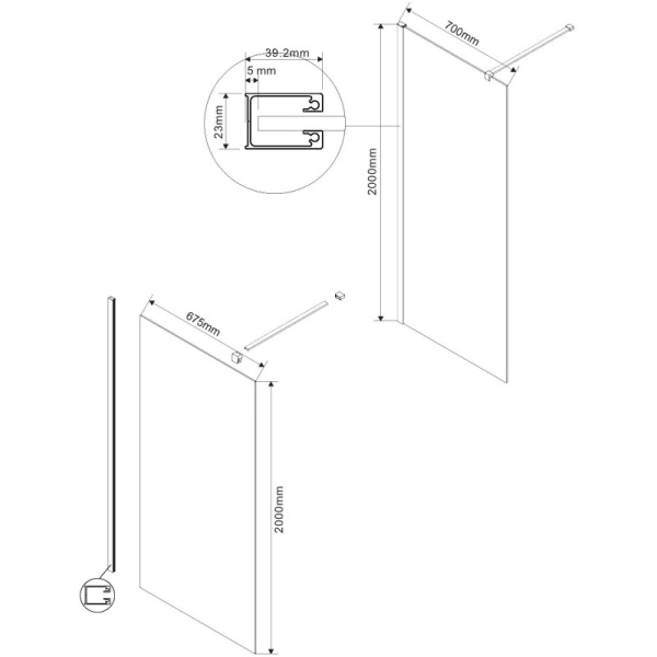 неподвижная перегородка 70 см vincea walk-in vsw-1h700clgm прозрачное