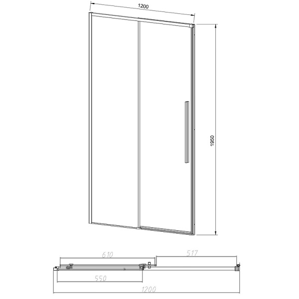 душевая дверь vincea slim-n 120 vds-4sn120cgb профиль черный, стекло тонированное