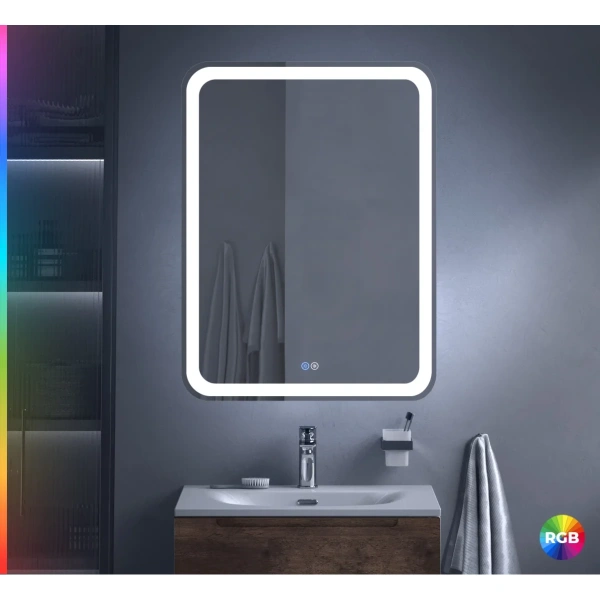 зеркало cezares multicolore 60 czr-spc-mc-600-800-rgb-tch с подсветкой с сенсорным выключателем и функцией памяти