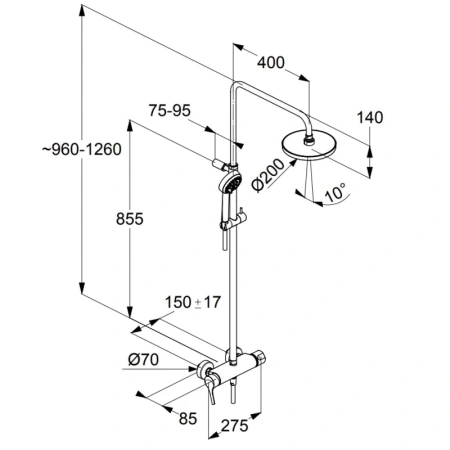 душевая стойка kludi logo dual shower system 6808505-00