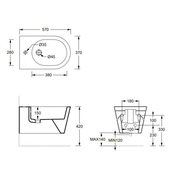 биде alice hide 31180101 подвесное, aliglaze+,белый