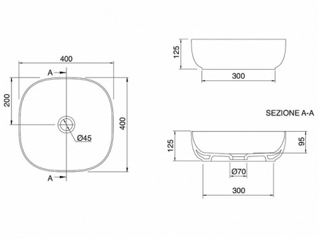 раковина scarabeo glam 1806 49 bk накладная, округлая, bioker, 40x40 см, ardesia matt (черный матовый)
