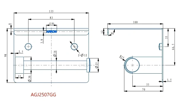 Держатель туалетной бумаги ARROW AGJ2507GG нержавеющая сталь
