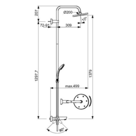 душевая система ideal standard idealrain eco b1377aa