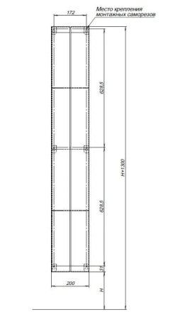 полка aquanet магнум h 00326459 20x130 см, вертикальная, черный матовый