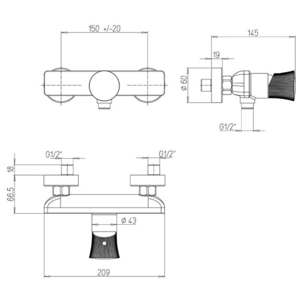 смеситель для душа paini domus 18pj511pz